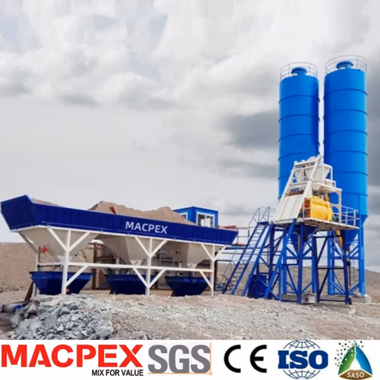 Engineering Construction Equipment Concrete Mixer Machinery Concrete Mixing Plant with Twin Shaft Concrete Mixer (HZS60)